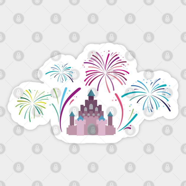 Castle Fireworks (west-coast pink) Sticker by MagicalNoms